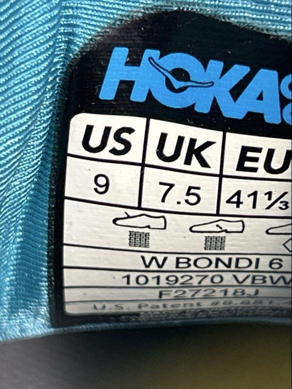 Hoka One One Bondi 6 Women’s size 9 Running shoes in gray and blue colorway - Picture 6 of 6